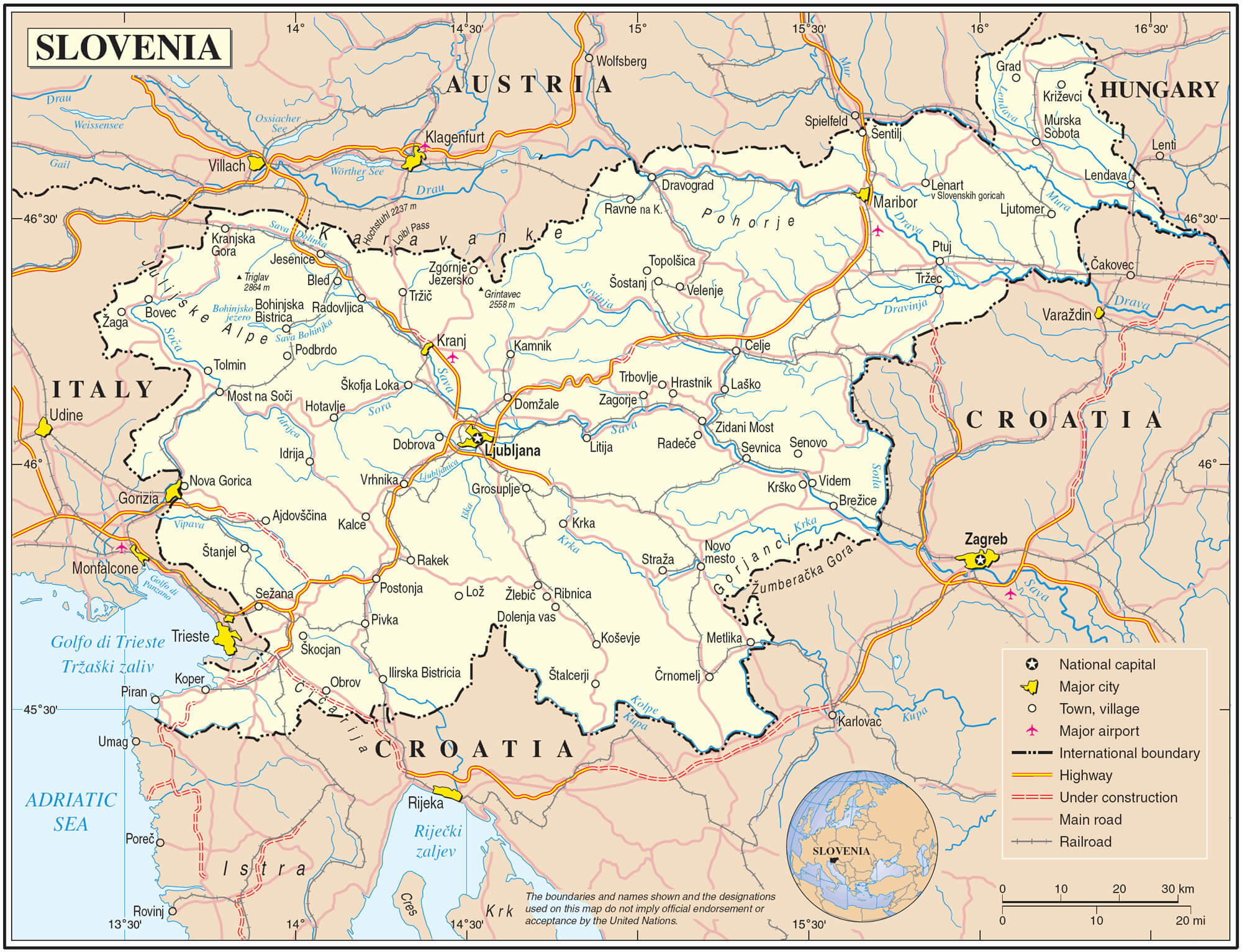 road map of slovenia